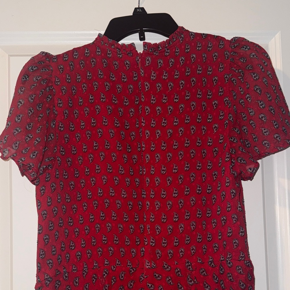 LOFT Red Mini Dress with Pattern - Picture 4 of 6